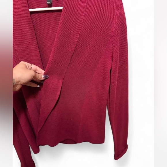 Eileen Fisher Maroon Silk & Organic Cotton Open Cardigan - Picture 6 of 7